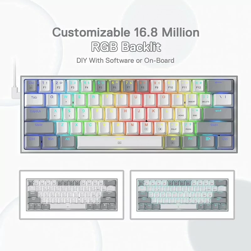 Redragon Fizz K617 White and Grey- RED SWITCH Redragon Fizz K617 White and Grey- RED SWITCH